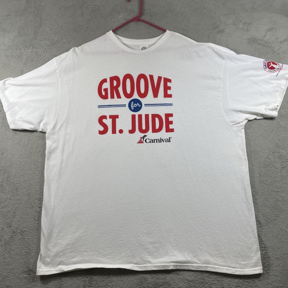 Groove for St. Jude Carnival Shirt Adult 3XL White Graphic Tee Short Sleeve